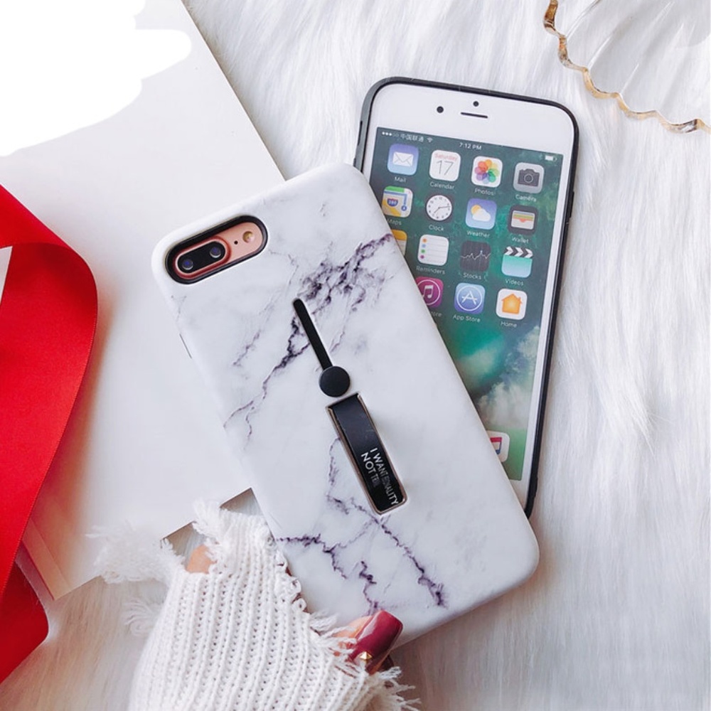 iPhone 7/8/Plus/X/XS/Max/XR Marble Loop Ring Case - Picture 5 of 8